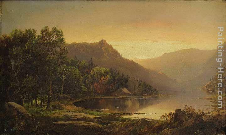 William Louis Sonntag New England Mountain Lake at Sunrise